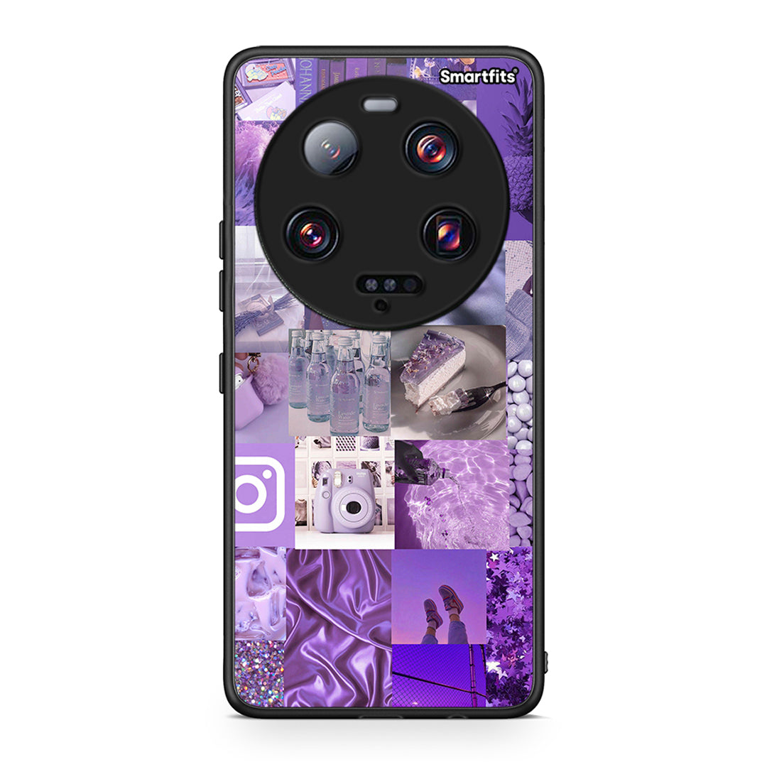 Θήκη Xiaomi 13 Ultra Purple Aesthetic Collage από τη Smartfits με σχέδιο στο πίσω μέρος και μαύρο περίβλημα | Xiaomi 13 Ultra Purple Aesthetic Collage Case with Colorful Back and Black Bezels