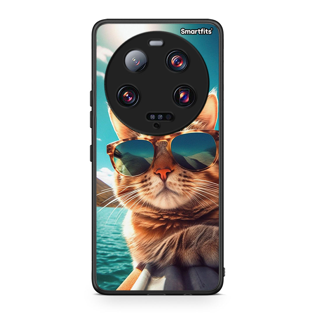 Θήκη Xiaomi 13 Ultra Summer Cat από τη Smartfits με σχέδιο στο πίσω μέρος και μαύρο περίβλημα | Xiaomi 13 Ultra Summer Cat Case with Colorful Back and Black Bezels