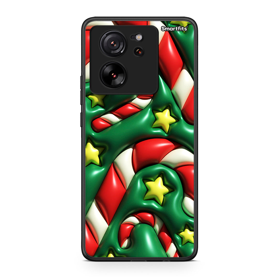 Xiaomi 13T Christmas Bubbles θήκη από τη Smartfits με σχέδιο στο πίσω μέρος και μαύρο περίβλημα | Smartphone case with colorful back and black bezels by Smartfits