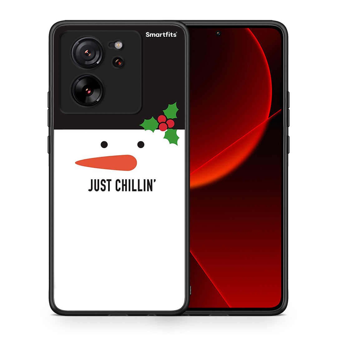 Θήκη Xiaomi 13T Christmas Chillin από τη Smartfits με σχέδιο στο πίσω μέρος και μαύρο περίβλημα | Xiaomi 13T Christmas Chillin case with colorful back and black bezels