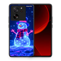 Thumbnail for Θήκη Xiaomi 13T Christmas Neon Snowman από τη Smartfits με σχέδιο στο πίσω μέρος και μαύρο περίβλημα | Xiaomi 13T Christmas Neon Snowman case with colorful back and black bezels