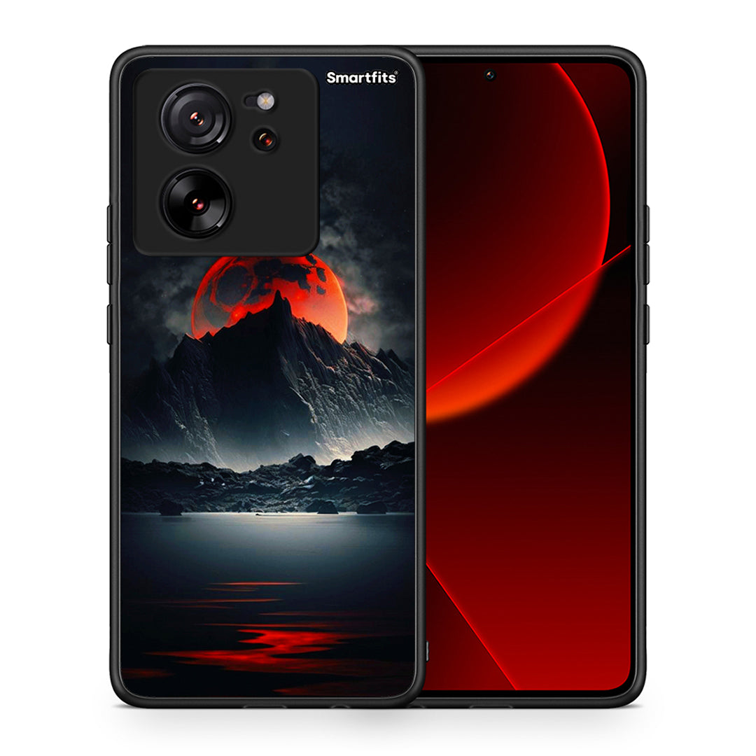 Θήκη Xiaomi 13T Red Full Moon από τη Smartfits με σχέδιο στο πίσω μέρος και μαύρο περίβλημα | Xiaomi 13T Red Full Moon case with colorful back and black bezels