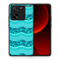 Thumbnail for Θήκη Xiaomi 13T Swimming Dolphins από τη Smartfits με σχέδιο στο πίσω μέρος και μαύρο περίβλημα | Xiaomi 13T Swimming Dolphins case with colorful back and black bezels