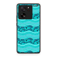 Thumbnail for Xiaomi 13T Swimming Dolphins θήκη από τη Smartfits με σχέδιο στο πίσω μέρος και μαύρο περίβλημα | Smartphone case with colorful back and black bezels by Smartfits