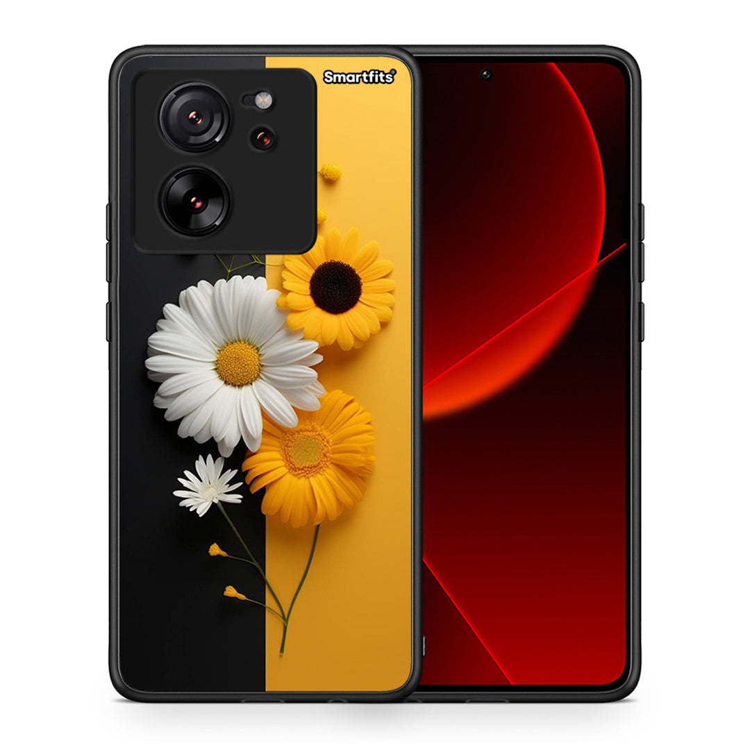 Θήκη Xiaomi 13T Yellow Daisies από τη Smartfits με σχέδιο στο πίσω μέρος και μαύρο περίβλημα | Xiaomi 13T Yellow Daisies case with colorful back and black bezels