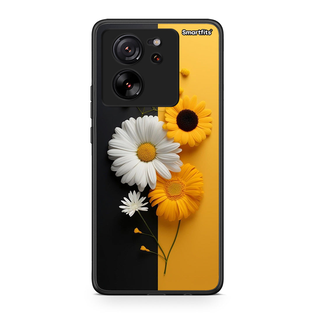 Xiaomi 13T Yellow Daisies θήκη από τη Smartfits με σχέδιο στο πίσω μέρος και μαύρο περίβλημα | Smartphone case with colorful back and black bezels by Smartfits