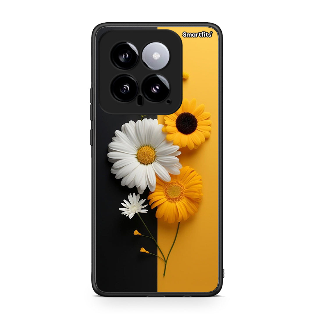 Xiaomi 14 5G Yellow Daisies θήκη από τη Smartfits με σχέδιο στο πίσω μέρος και μαύρο περίβλημα | Smartphone case with colorful back and black bezels by Smartfits