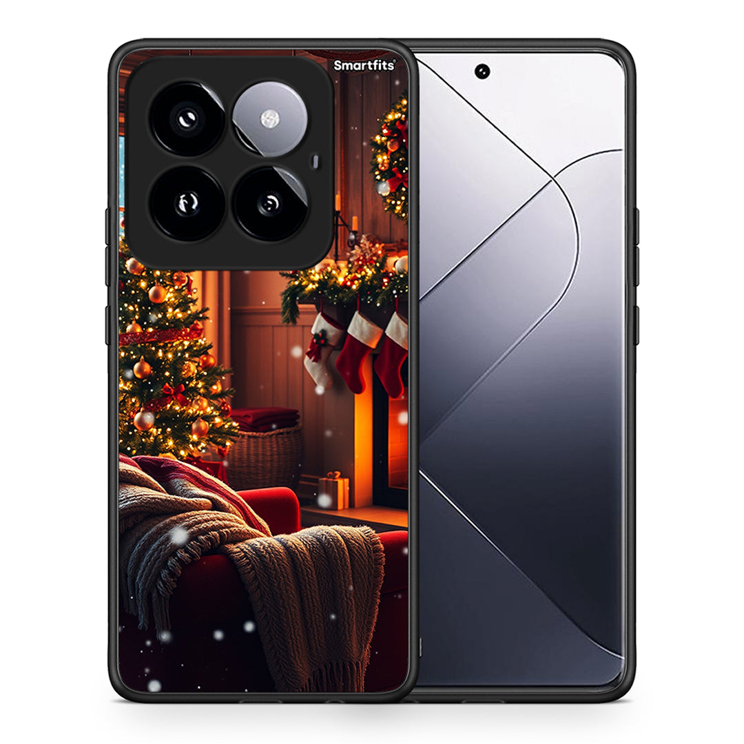 Θήκη Xiaomi 14 Pro 5G Home For Christmas από τη Smartfits με σχέδιο στο πίσω μέρος και μαύρο περίβλημα | Xiaomi 14 Pro 5G Home For Christmas case with colorful back and black bezels