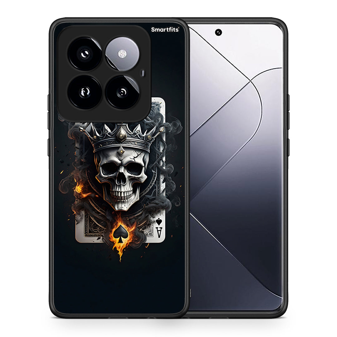 Θήκη Xiaomi 14 Pro 5G Skull King Ace από τη Smartfits με σχέδιο στο πίσω μέρος και μαύρο περίβλημα | Xiaomi 14 Pro 5G Skull King Ace case with colorful back and black bezels