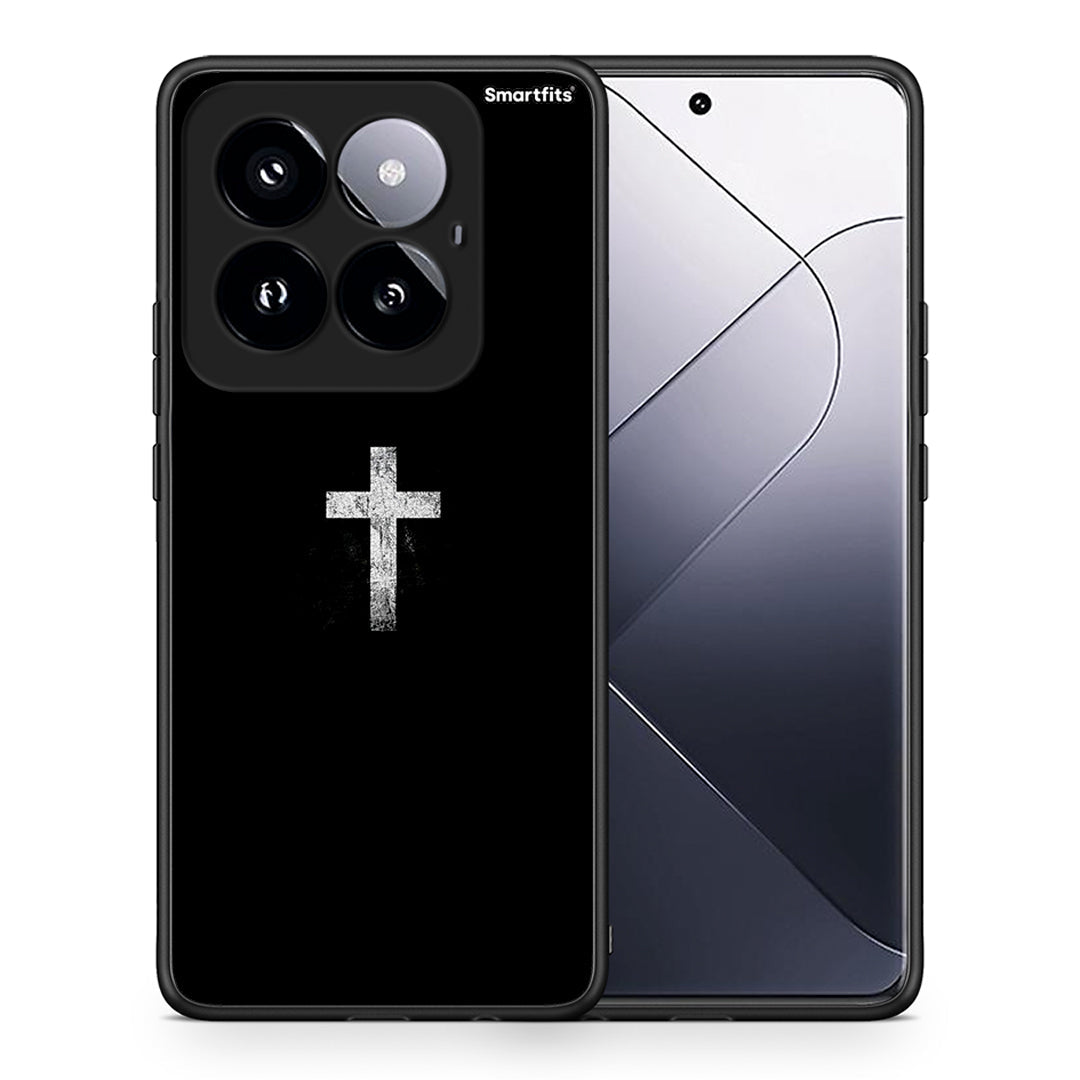 Θήκη Xiaomi 14 Pro 5G White Cross από τη Smartfits με σχέδιο στο πίσω μέρος και μαύρο περίβλημα | Xiaomi 14 Pro 5G White Cross case with colorful back and black bezels