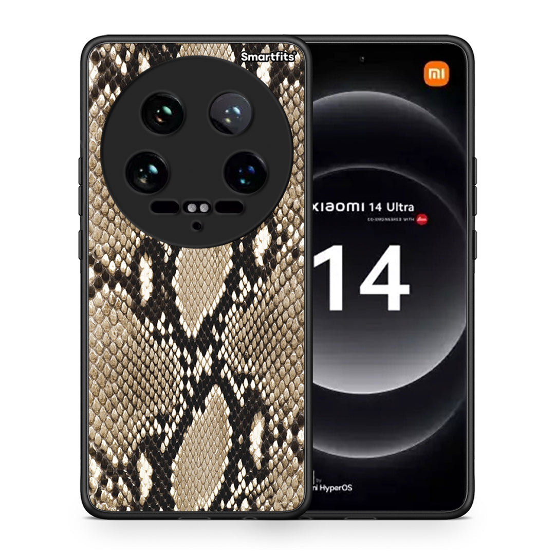 Θήκη Xiaomi 14 Ultra Fashion Snake Animal από τη Smartfits με σχέδιο στο πίσω μέρος και μαύρο περίβλημα | Xiaomi 14 Ultra Fashion Snake Animal case with colorful back and black bezels