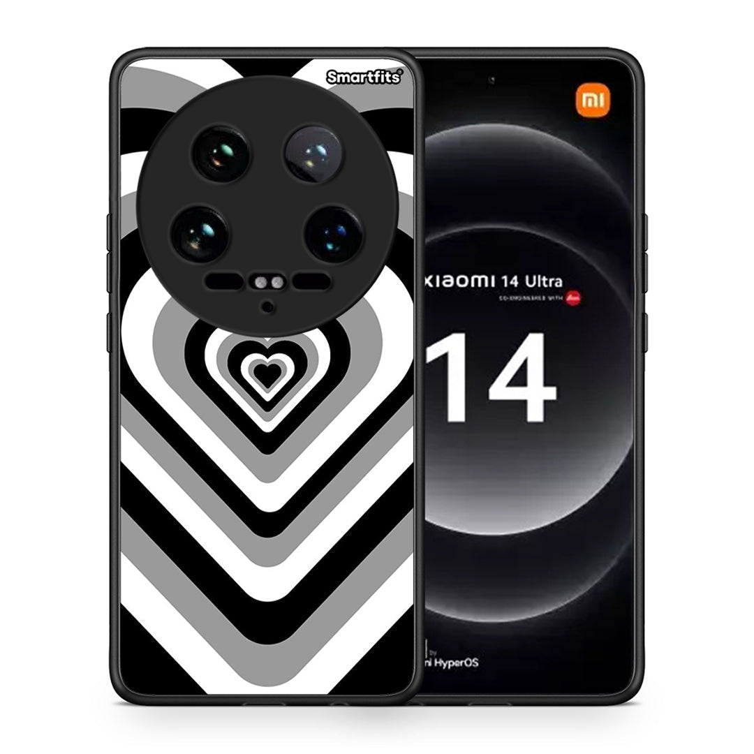 Θήκη Xiaomi 14 Ultra Black Hearts από τη Smartfits με σχέδιο στο πίσω μέρος και μαύρο περίβλημα | Xiaomi 14 Ultra Black Hearts case with colorful back and black bezels