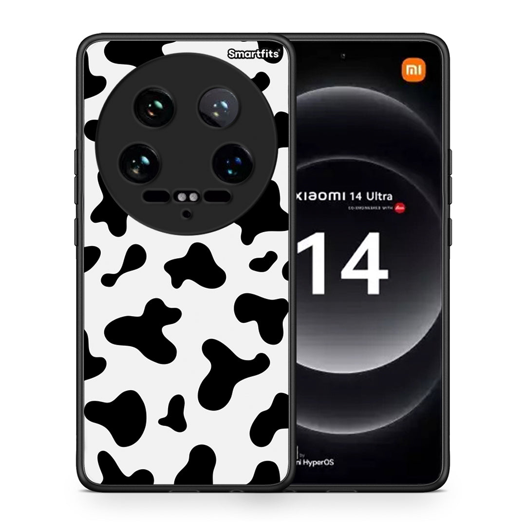 Θήκη Xiaomi 14 Ultra Cow Print από τη Smartfits με σχέδιο στο πίσω μέρος και μαύρο περίβλημα | Xiaomi 14 Ultra Cow Print case with colorful back and black bezels
