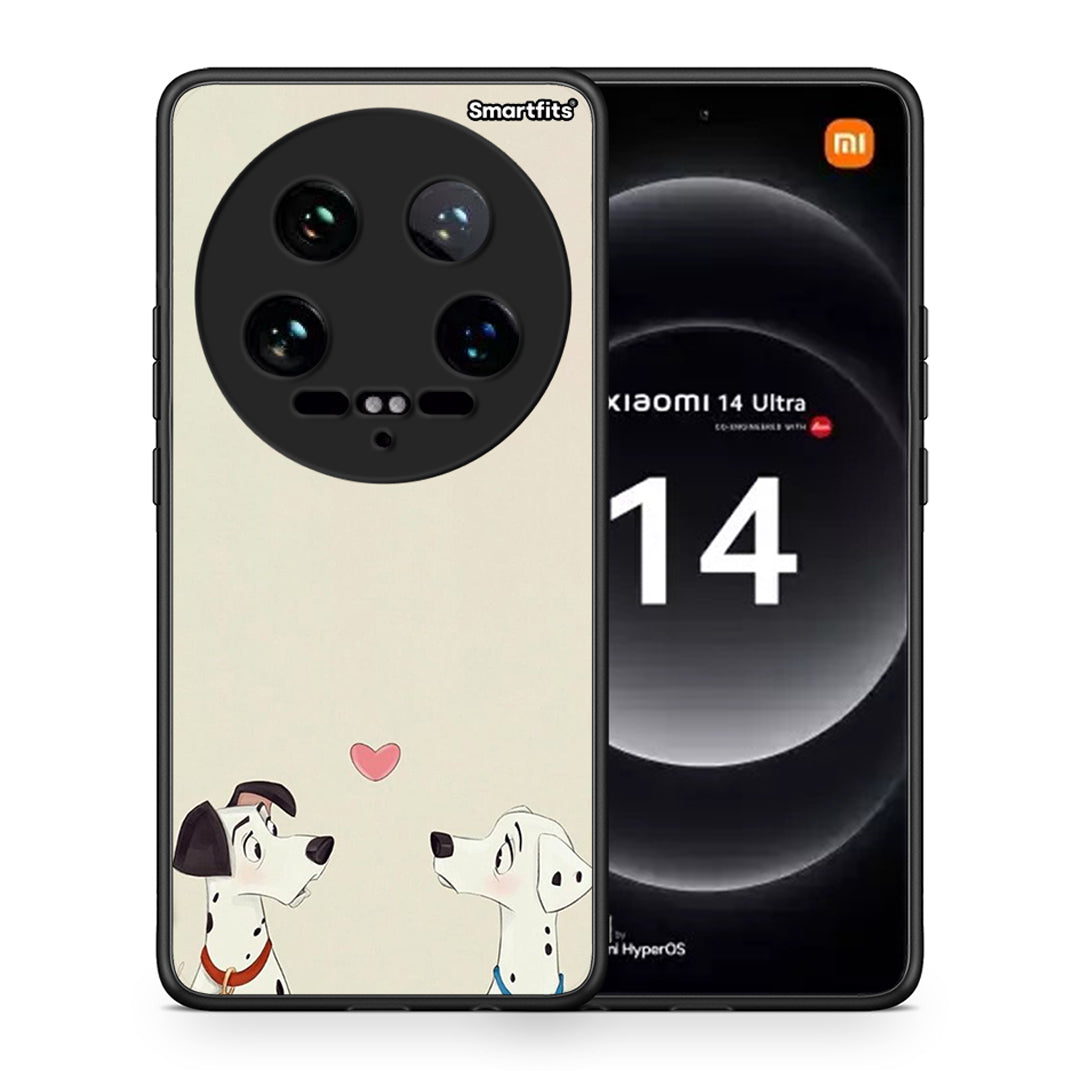 Θήκη Xiaomi 14 Ultra Dalmatians Love από τη Smartfits με σχέδιο στο πίσω μέρος και μαύρο περίβλημα | Xiaomi 14 Ultra Dalmatians Love case with colorful back and black bezels