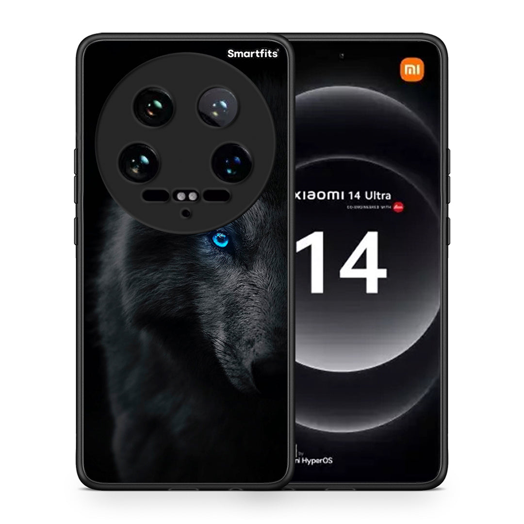 Θήκη Xiaomi 14 Ultra Dark Wolf από τη Smartfits με σχέδιο στο πίσω μέρος και μαύρο περίβλημα | Xiaomi 14 Ultra Dark Wolf case with colorful back and black bezels