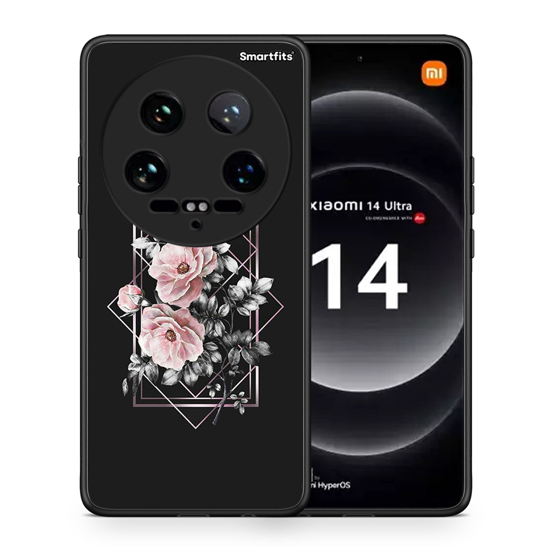 Θήκη Xiaomi 14 Ultra Frame Flower από τη Smartfits με σχέδιο στο πίσω μέρος και μαύρο περίβλημα | Xiaomi 14 Ultra Frame Flower case with colorful back and black bezels