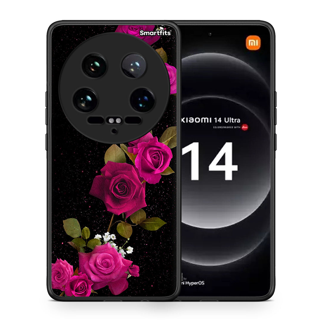 Θήκη Xiaomi 14 Ultra Red Roses Flower από τη Smartfits με σχέδιο στο πίσω μέρος και μαύρο περίβλημα | Xiaomi 14 Ultra Red Roses Flower case with colorful back and black bezels