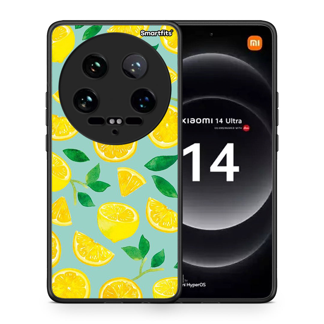 Θήκη Xiaomi 14 Ultra Lemons από τη Smartfits με σχέδιο στο πίσω μέρος και μαύρο περίβλημα | Xiaomi 14 Ultra Lemons case with colorful back and black bezels