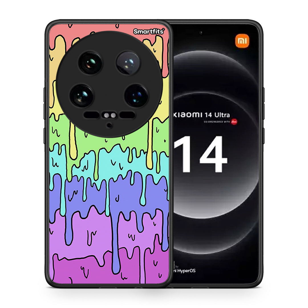 Θήκη Xiaomi 14 Ultra Melting Rainbow από τη Smartfits με σχέδιο στο πίσω μέρος και μαύρο περίβλημα | Xiaomi 14 Ultra Melting Rainbow case with colorful back and black bezels