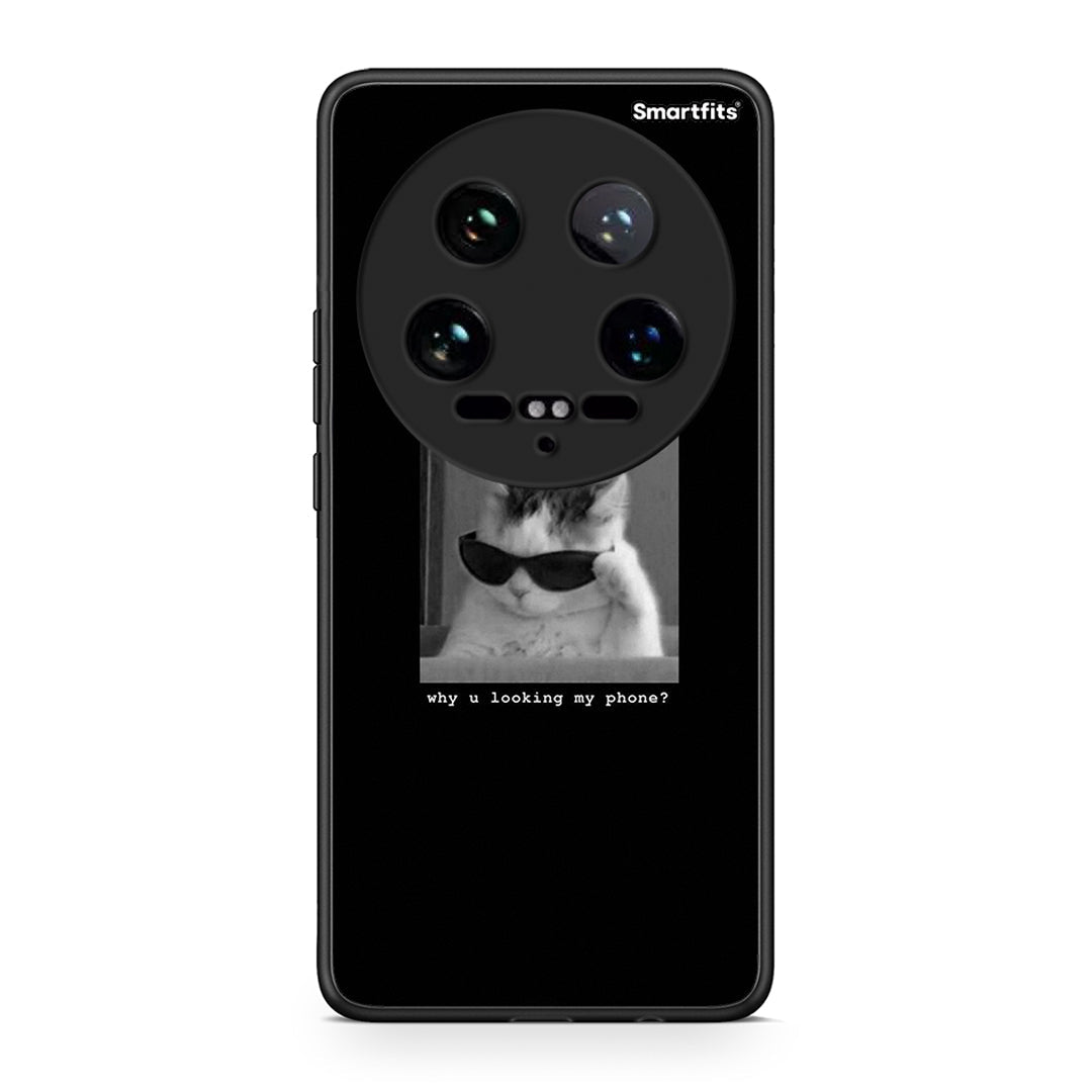 Xiaomi 14 Ultra Meme Cat θήκη από τη Smartfits με σχέδιο στο πίσω μέρος και μαύρο περίβλημα | Smartphone case with colorful back and black bezels by Smartfits