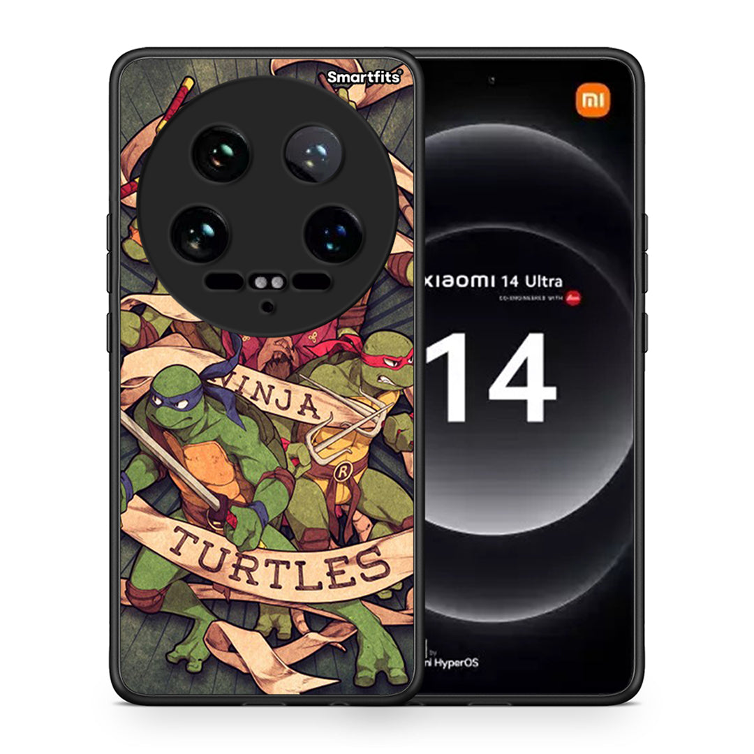 Θήκη Xiaomi 14 Ultra Ninja Turtles από τη Smartfits με σχέδιο στο πίσω μέρος και μαύρο περίβλημα | Xiaomi 14 Ultra Ninja Turtles case with colorful back and black bezels