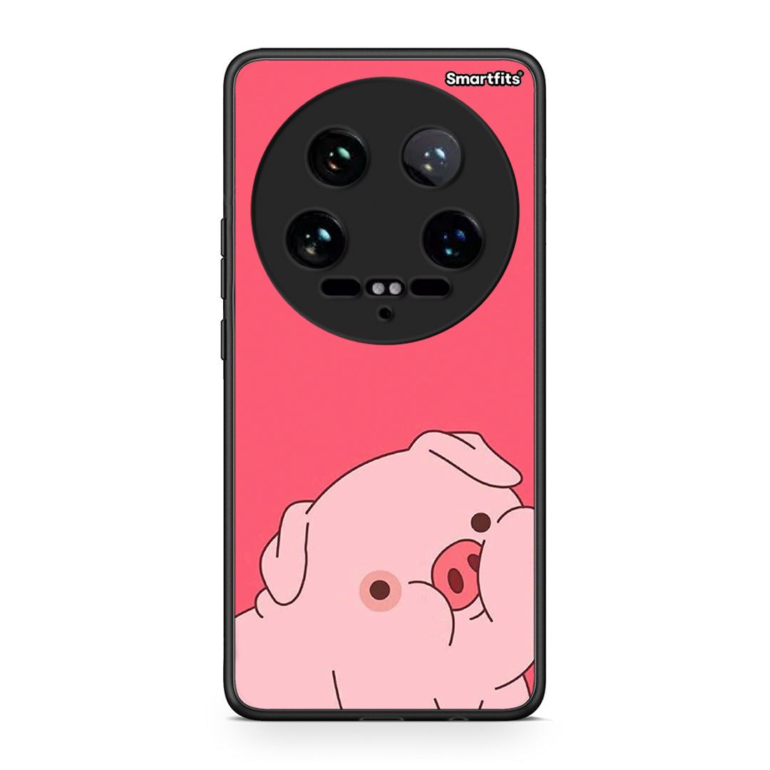 Xiaomi 14 Ultra Pig Love 1 Θήκη Αγίου Βαλεντίνου από τη Smartfits με σχέδιο στο πίσω μέρος και μαύρο περίβλημα | Smartphone case with colorful back and black bezels by Smartfits