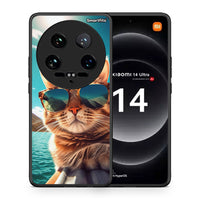 Thumbnail for Θήκη Xiaomi 14 Ultra Summer Cat από τη Smartfits με σχέδιο στο πίσω μέρος και μαύρο περίβλημα | Xiaomi 14 Ultra Summer Cat case with colorful back and black bezels