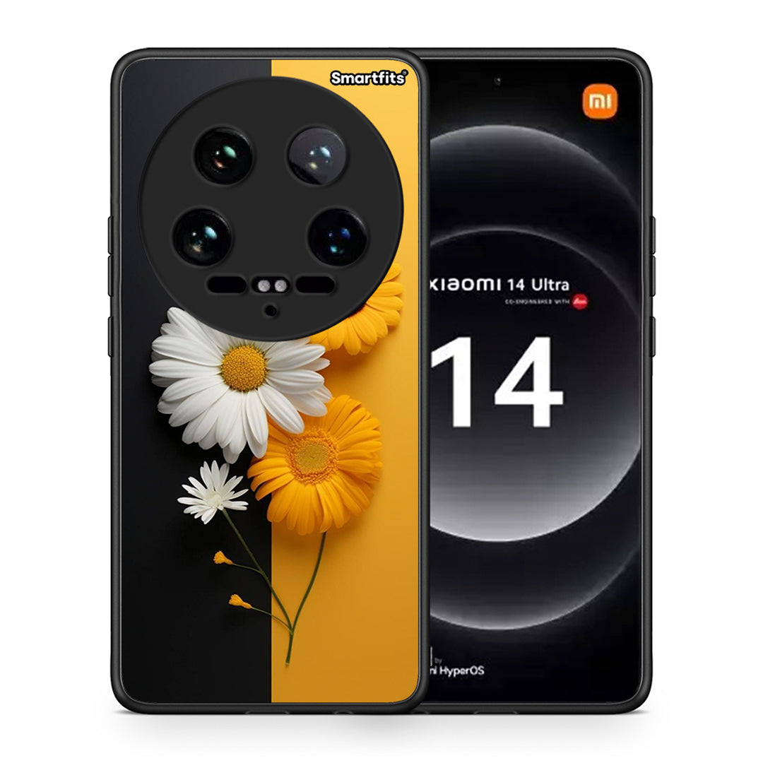 Θήκη Xiaomi 14 Ultra Yellow Daisies από τη Smartfits με σχέδιο στο πίσω μέρος και μαύρο περίβλημα | Xiaomi 14 Ultra Yellow Daisies case with colorful back and black bezels