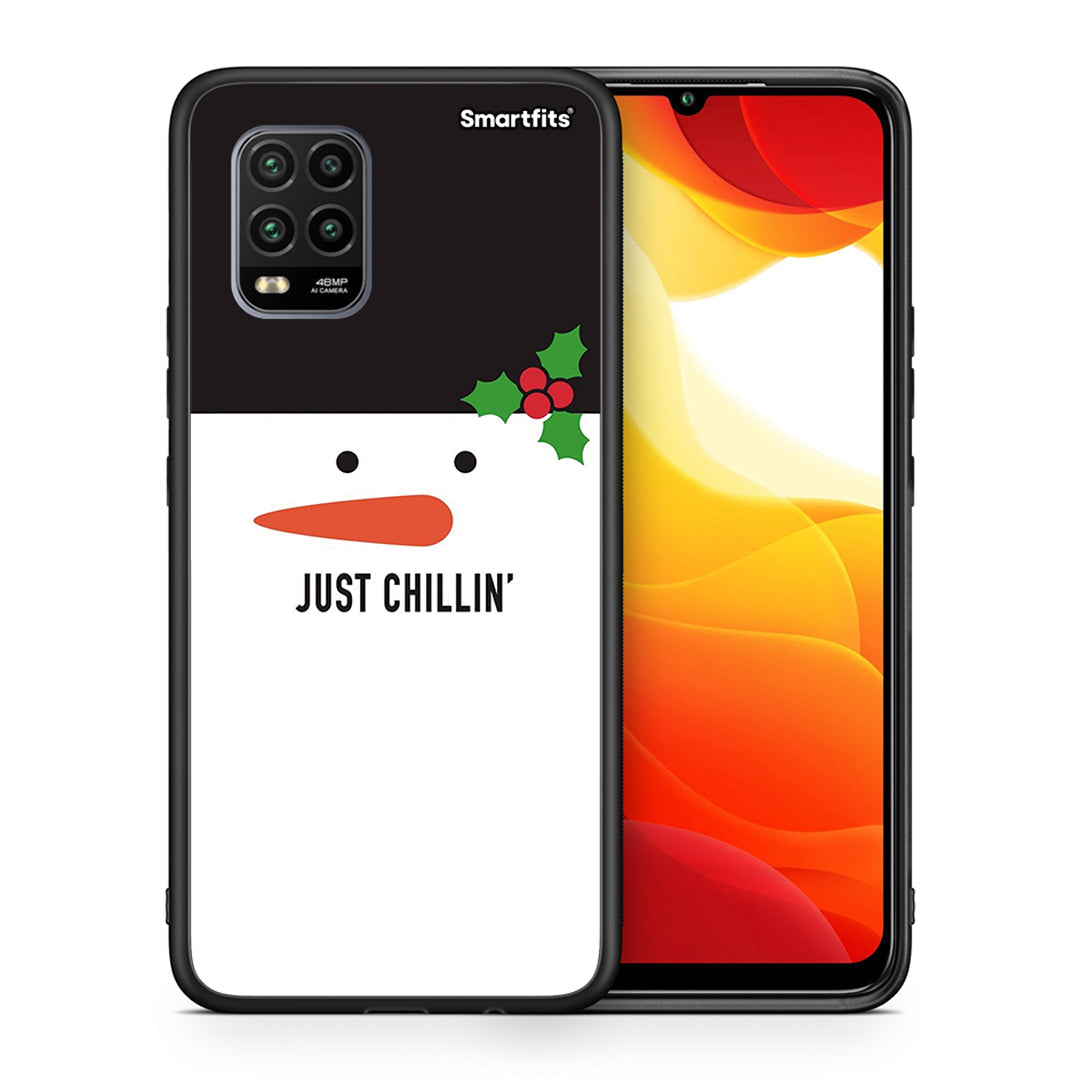 Θήκη Xiaomi Mi 10 Lite Christmas Chillin από τη Smartfits με σχέδιο στο πίσω μέρος και μαύρο περίβλημα | Xiaomi Mi 10 Lite Christmas Chillin case with colorful back and black bezels