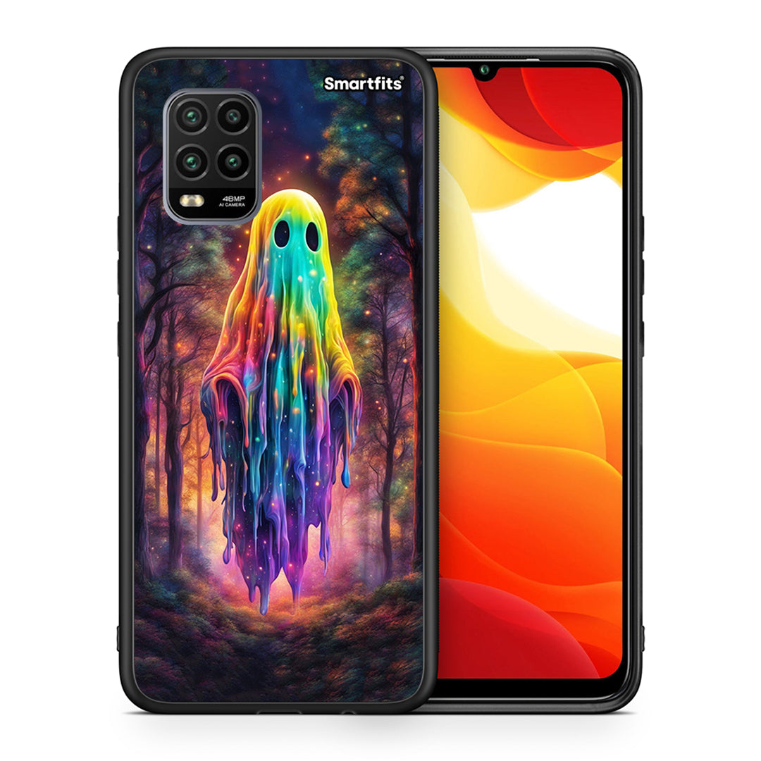 Θήκη Xiaomi Mi 10 Lite Halloween Ghost από τη Smartfits με σχέδιο στο πίσω μέρος και μαύρο περίβλημα | Xiaomi Mi 10 Lite Halloween Ghost case with colorful back and black bezels