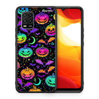 Thumbnail for Θήκη Xiaomi Mi 10 Lite Neon Halloween από τη Smartfits με σχέδιο στο πίσω μέρος και μαύρο περίβλημα | Xiaomi Mi 10 Lite Neon Halloween case with colorful back and black bezels