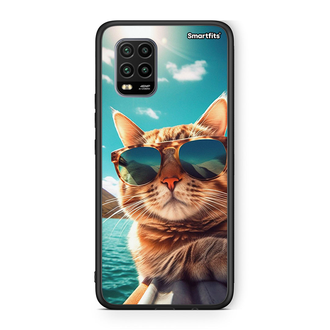 Xiaomi Mi 10 Lite Summer Cat θήκη από τη Smartfits με σχέδιο στο πίσω μέρος και μαύρο περίβλημα | Smartphone case with colorful back and black bezels by Smartfits