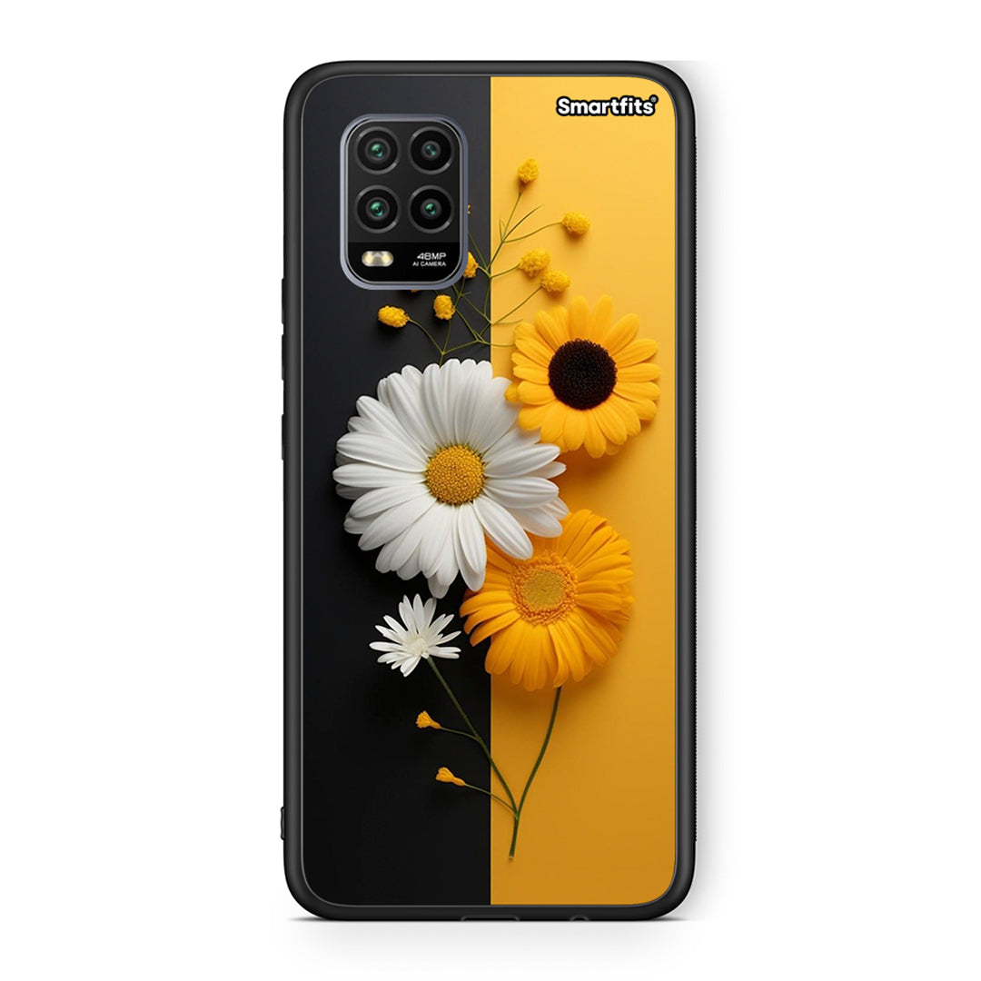 Xiaomi Mi 10 Lite Yellow Daisies θήκη από τη Smartfits με σχέδιο στο πίσω μέρος και μαύρο περίβλημα | Smartphone case with colorful back and black bezels by Smartfits