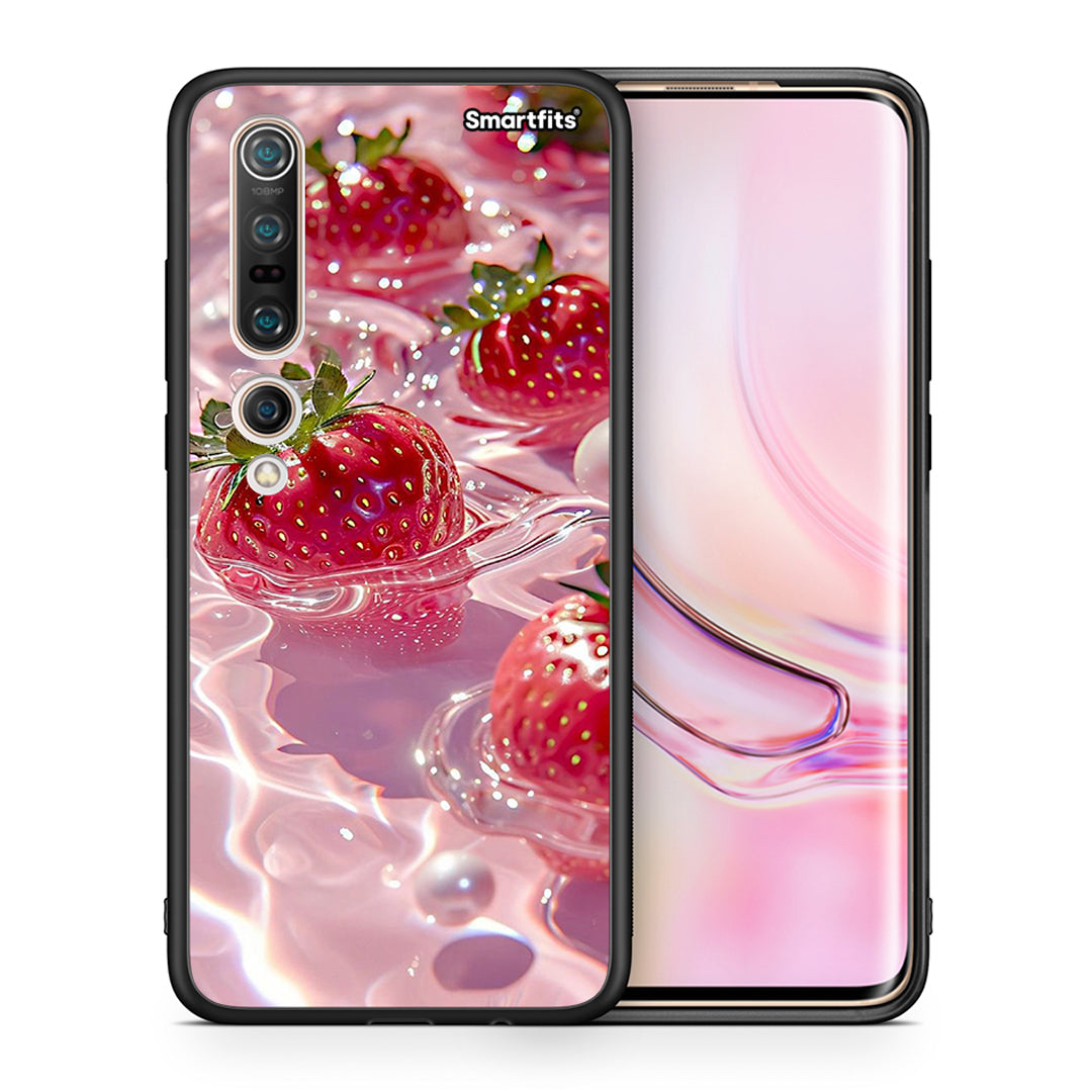 Θήκη Xiaomi Mi 10 Juicy Strawberries από τη Smartfits με σχέδιο στο πίσω μέρος και μαύρο περίβλημα | Xiaomi Mi 10 Juicy Strawberries case with colorful back and black bezels