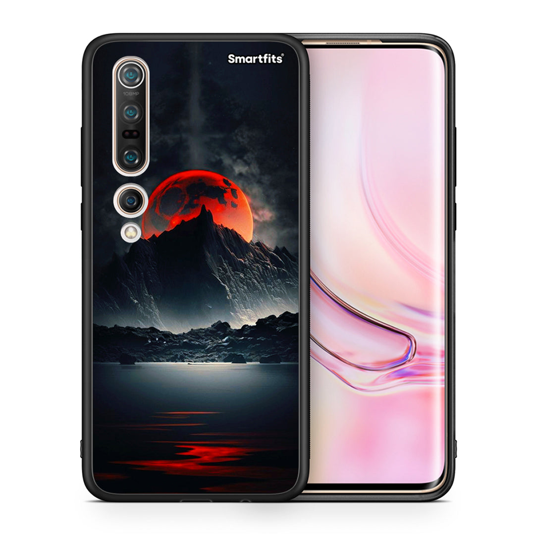 Θήκη Xiaomi Mi 10 Pro Red Full Moon από τη Smartfits με σχέδιο στο πίσω μέρος και μαύρο περίβλημα | Xiaomi Mi 10 Pro Red Full Moon case with colorful back and black bezels