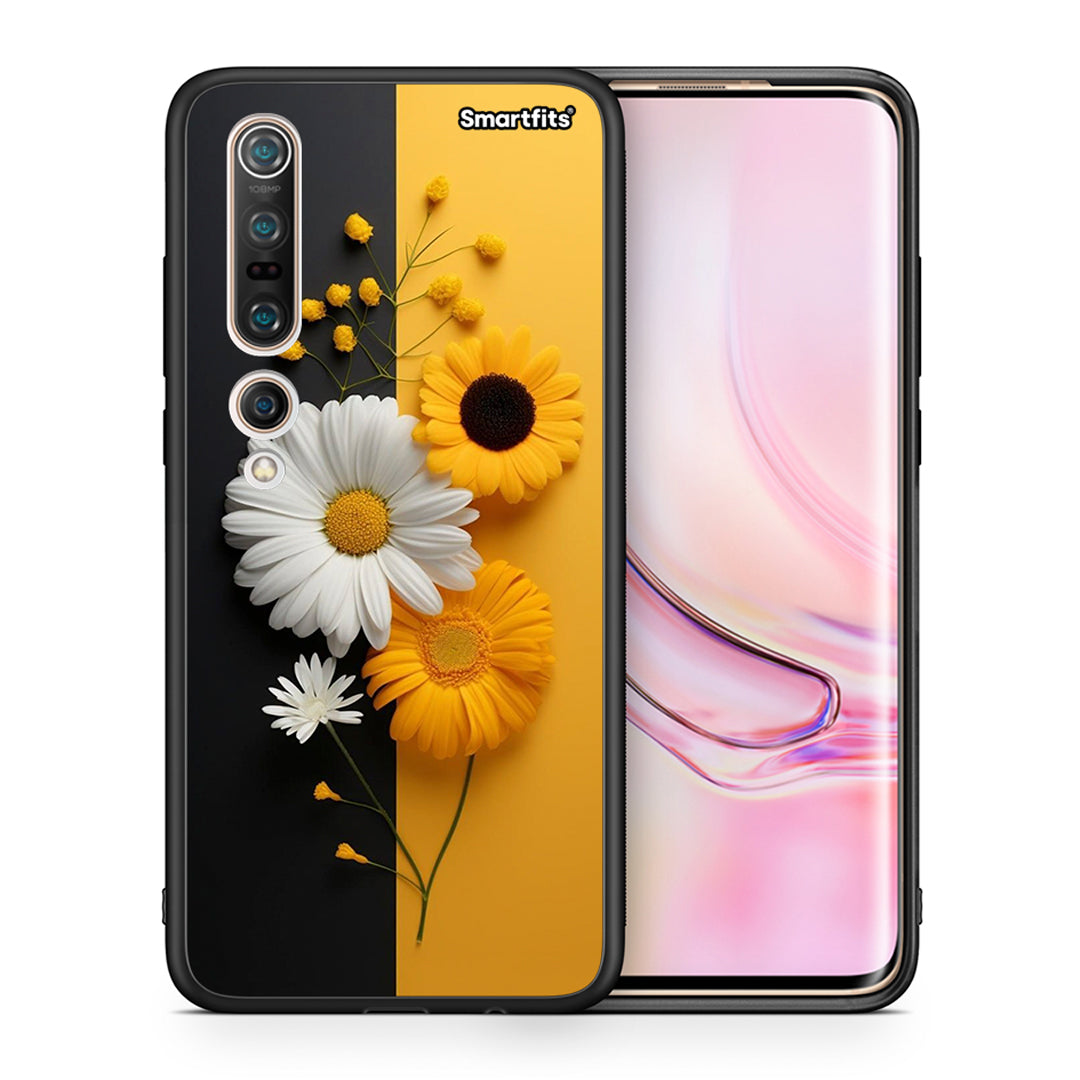 Θήκη Xiaomi Mi 10 Yellow Daisies από τη Smartfits με σχέδιο στο πίσω μέρος και μαύρο περίβλημα | Xiaomi Mi 10 Yellow Daisies case with colorful back and black bezels