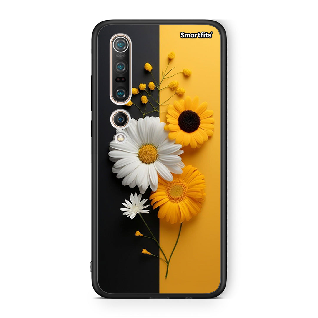 Xiaomi Mi 10 Yellow Daisies θήκη από τη Smartfits με σχέδιο στο πίσω μέρος και μαύρο περίβλημα | Smartphone case with colorful back and black bezels by Smartfits