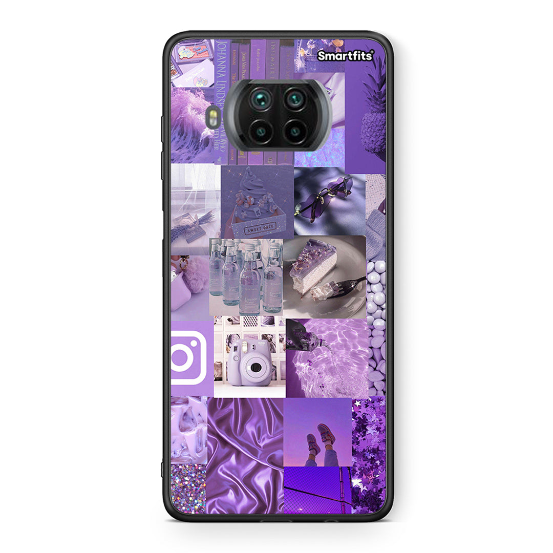 Θήκη Xiaomi Mi 10T Lite Purple Aesthetic Collage από τη Smartfits με σχέδιο στο πίσω μέρος και μαύρο περίβλημα | Xiaomi Mi 10T Lite Purple Aesthetic Collage case with colorful back and black bezels