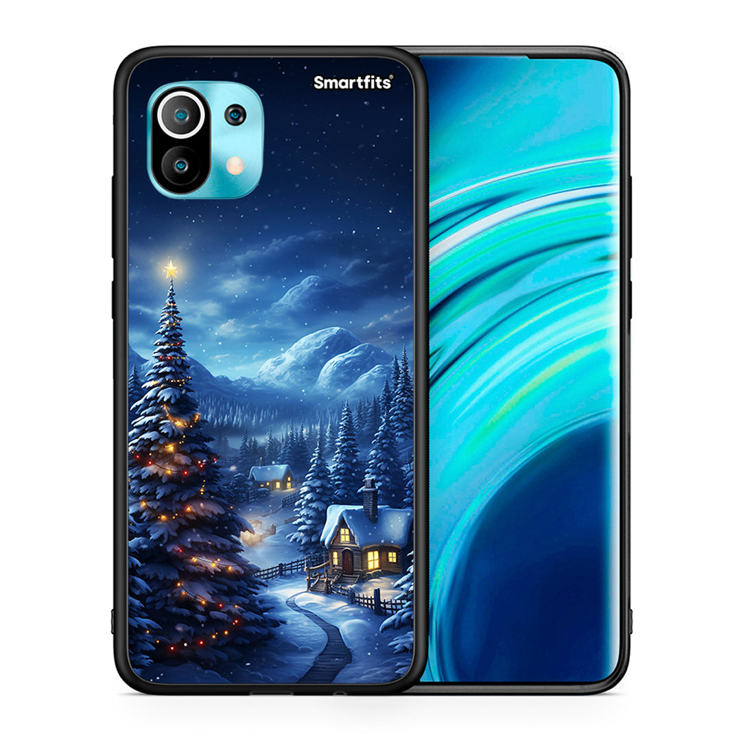 Θήκη Xiaomi Mi 11 Christmas Scenery από τη Smartfits με σχέδιο στο πίσω μέρος και μαύρο περίβλημα | Xiaomi Mi 11 Christmas Scenery case with colorful back and black bezels