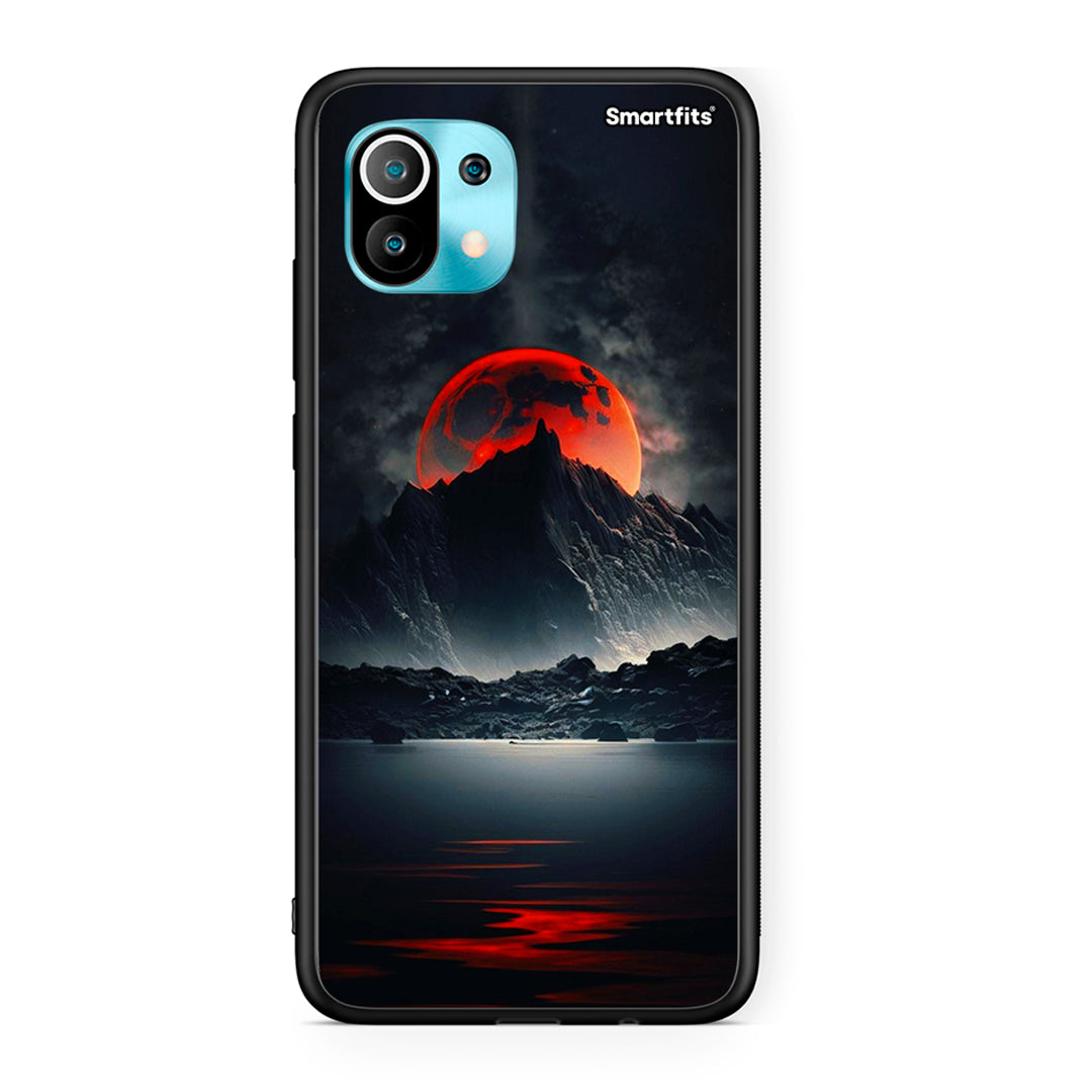 Xiaomi Mi 11 Red Full Moon θήκη από τη Smartfits με σχέδιο στο πίσω μέρος και μαύρο περίβλημα | Smartphone case with colorful back and black bezels by Smartfits