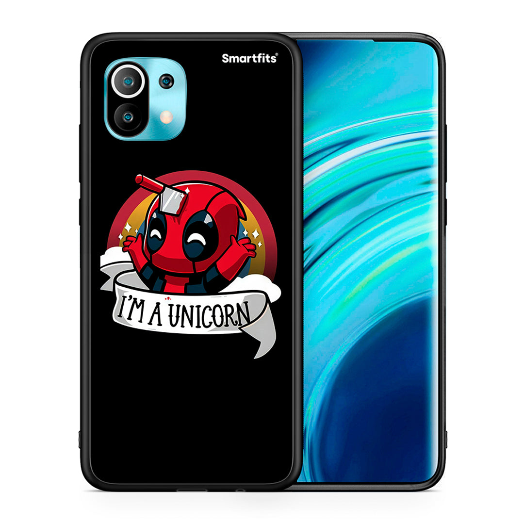 Θήκη Xiaomi Mi 11 Unicorn Deadpool από τη Smartfits με σχέδιο στο πίσω μέρος και μαύρο περίβλημα | Xiaomi Mi 11 Unicorn Deadpool case with colorful back and black bezels