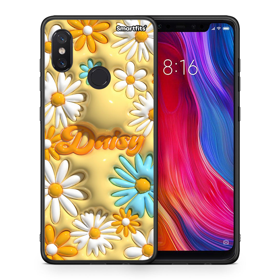 Θήκη Xiaomi Mi 8 Bubble Daisies από τη Smartfits με σχέδιο στο πίσω μέρος και μαύρο περίβλημα | Xiaomi Mi 8 Bubble Daisies case with colorful back and black bezels