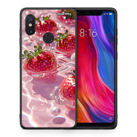 Thumbnail for Θήκη Xiaomi Mi 8 Juicy Strawberries από τη Smartfits με σχέδιο στο πίσω μέρος και μαύρο περίβλημα | Xiaomi Mi 8 Juicy Strawberries case with colorful back and black bezels