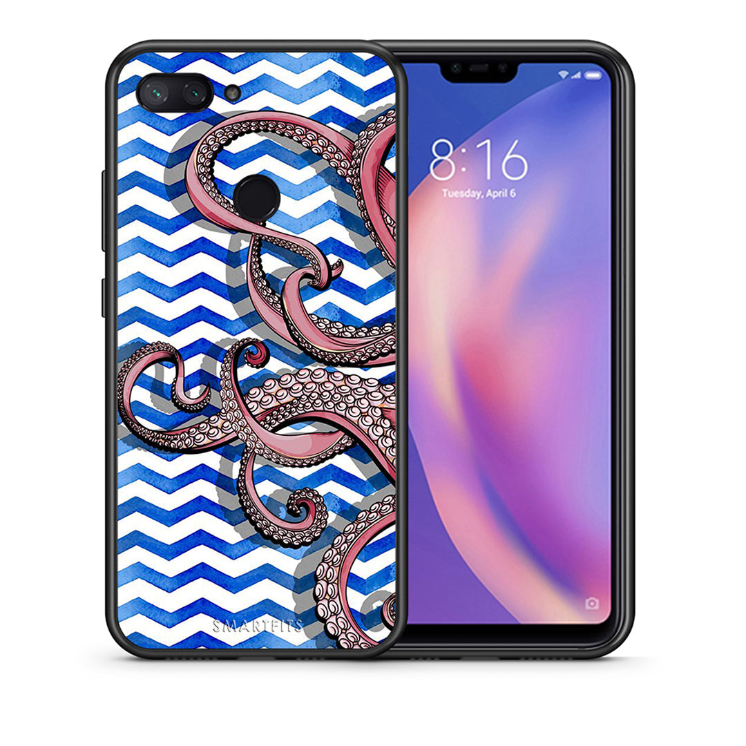 Θήκη Xiaomi Mi 8 Lite Chevron Devilfish από τη Smartfits με σχέδιο στο πίσω μέρος και μαύρο περίβλημα | Xiaomi Mi 8 Lite Chevron Devilfish case with colorful back and black bezels