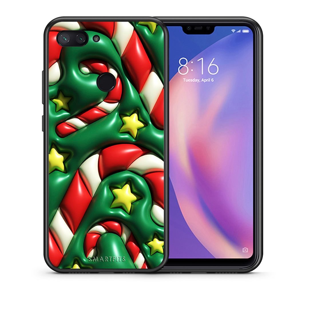 Θήκη Xiaomi Mi 8 Lite Christmas Bubbles από τη Smartfits με σχέδιο στο πίσω μέρος και μαύρο περίβλημα | Xiaomi Mi 8 Lite Christmas Bubbles case with colorful back and black bezels