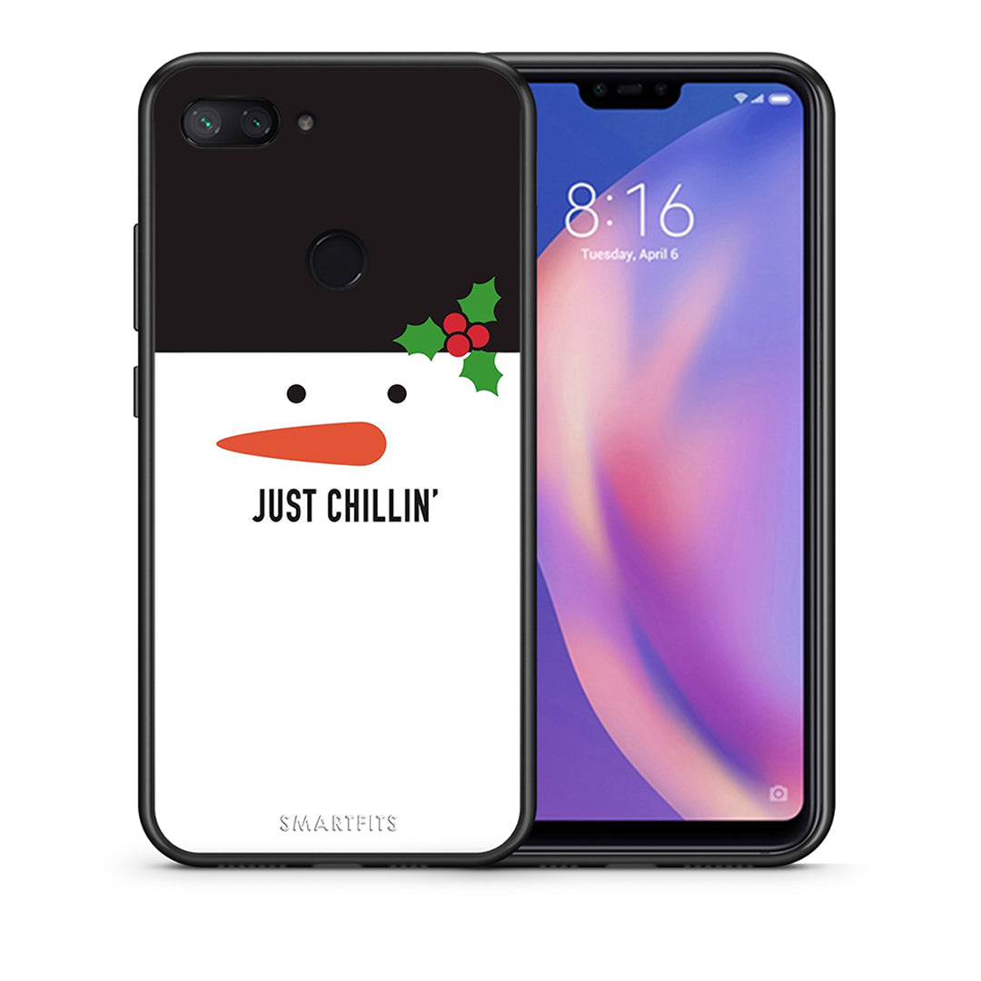 Θήκη Xiaomi Mi 8 Lite Christmas Chillin από τη Smartfits με σχέδιο στο πίσω μέρος και μαύρο περίβλημα | Xiaomi Mi 8 Lite Christmas Chillin case with colorful back and black bezels