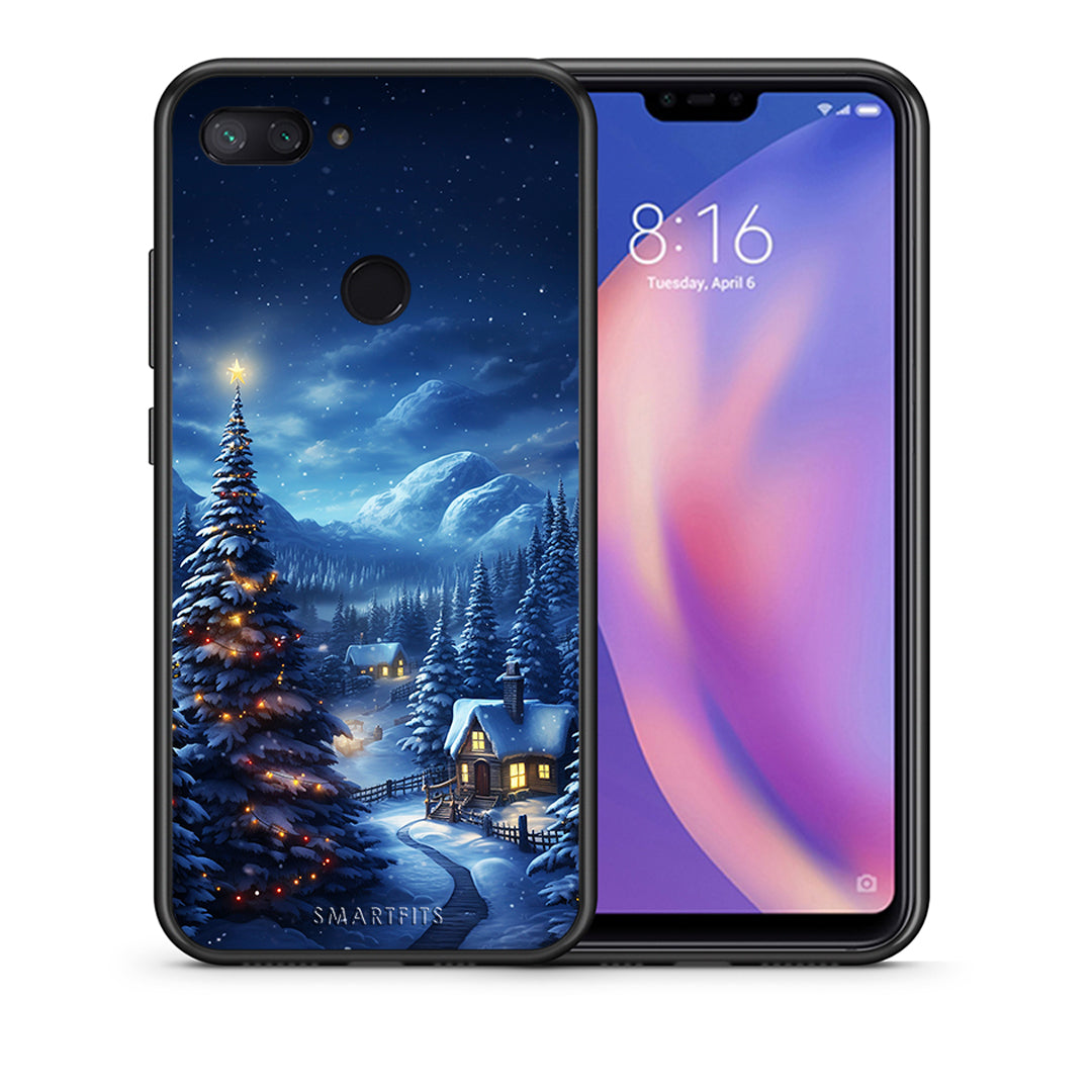 Θήκη Xiaomi Mi 8 Lite Christmas Scenery από τη Smartfits με σχέδιο στο πίσω μέρος και μαύρο περίβλημα | Xiaomi Mi 8 Lite Christmas Scenery case with colorful back and black bezels