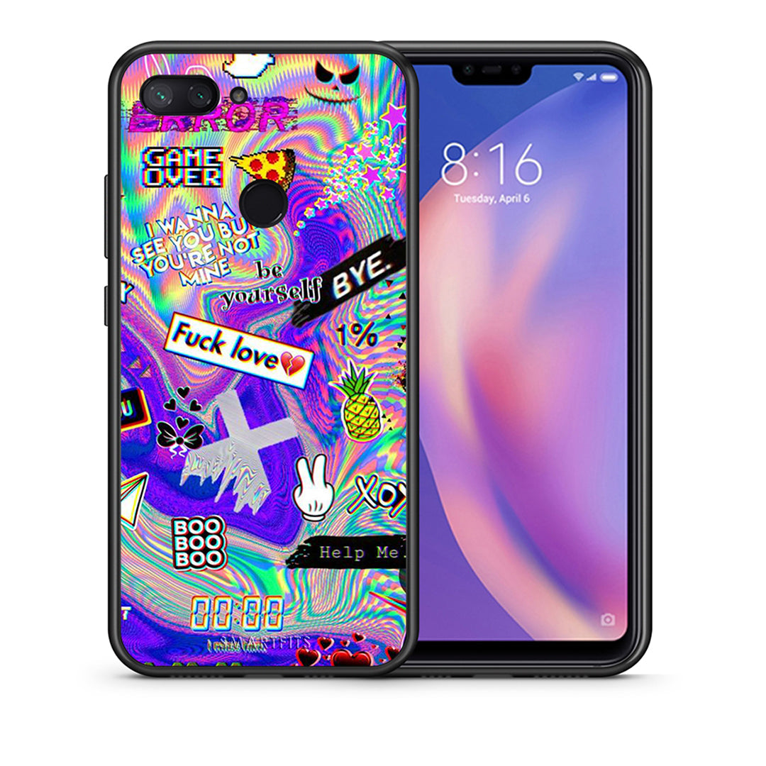 Θήκη Xiaomi Mi 8 Lite Game Over από τη Smartfits με σχέδιο στο πίσω μέρος και μαύρο περίβλημα | Xiaomi Mi 8 Lite Game Over case with colorful back and black bezels