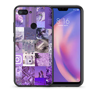 Thumbnail for Θήκη Xiaomi Mi 8 Lite Purple Aesthetic Collage από τη Smartfits με σχέδιο στο πίσω μέρος και μαύρο περίβλημα | Xiaomi Mi 8 Lite Purple Aesthetic Collage case with colorful back and black bezels