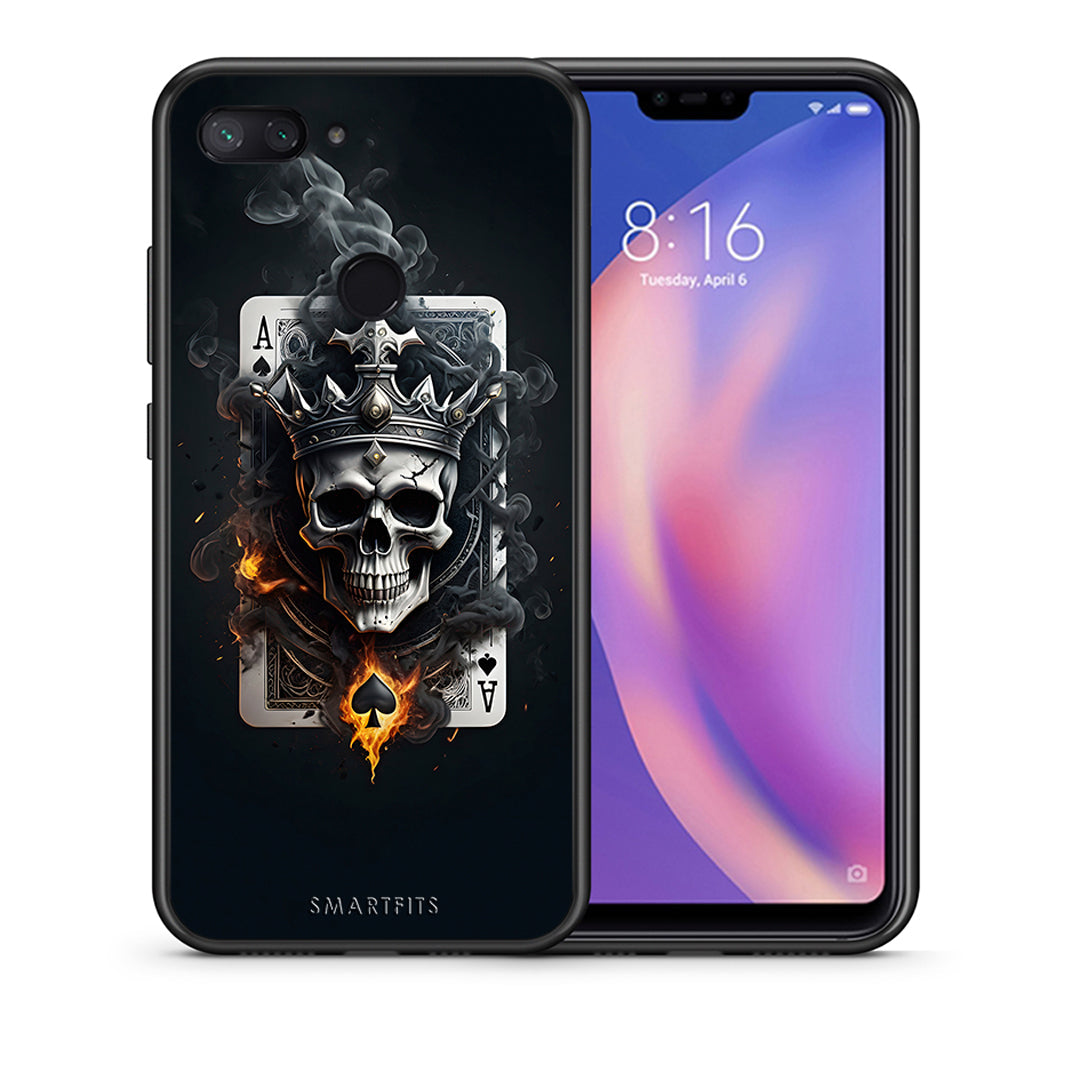 Θήκη Xiaomi Mi 8 Lite Skull King Ace από τη Smartfits με σχέδιο στο πίσω μέρος και μαύρο περίβλημα | Xiaomi Mi 8 Lite Skull King Ace case with colorful back and black bezels